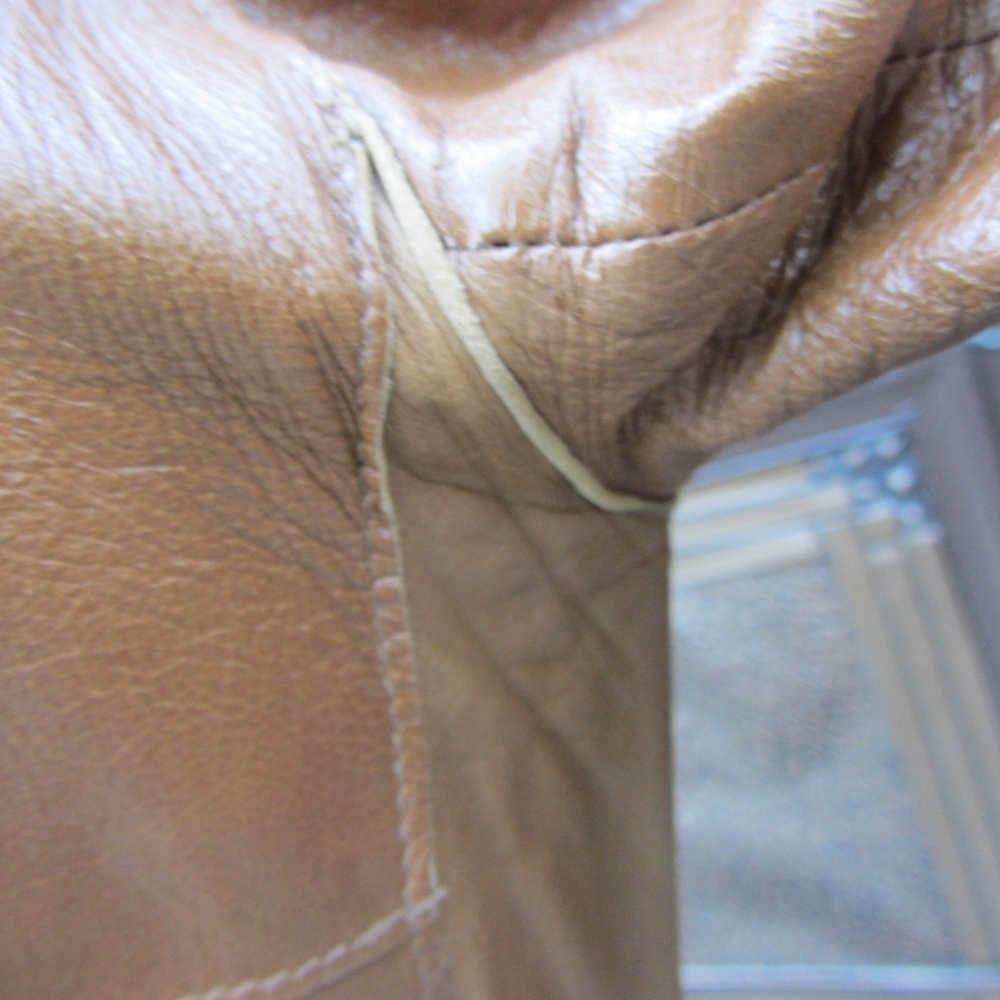 JOHN CARLISLE TAN LEATHER 3/4 LENGTH JACKET XS - Picture 8 of 8